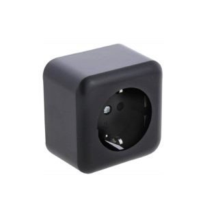q-link contactdoos opbouw - 1-voudig - met randaarde zwart