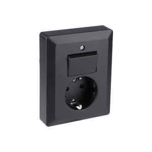Q-link combinatie inbouw wissel met shutter randaarde zwart
