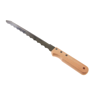 Isolatiemes RVS 28 cm. 2-zijdig met houtengreep