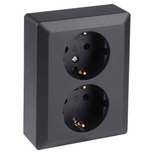 q-link contactdoos 2-voudig inbouw shutter randaarde zwart