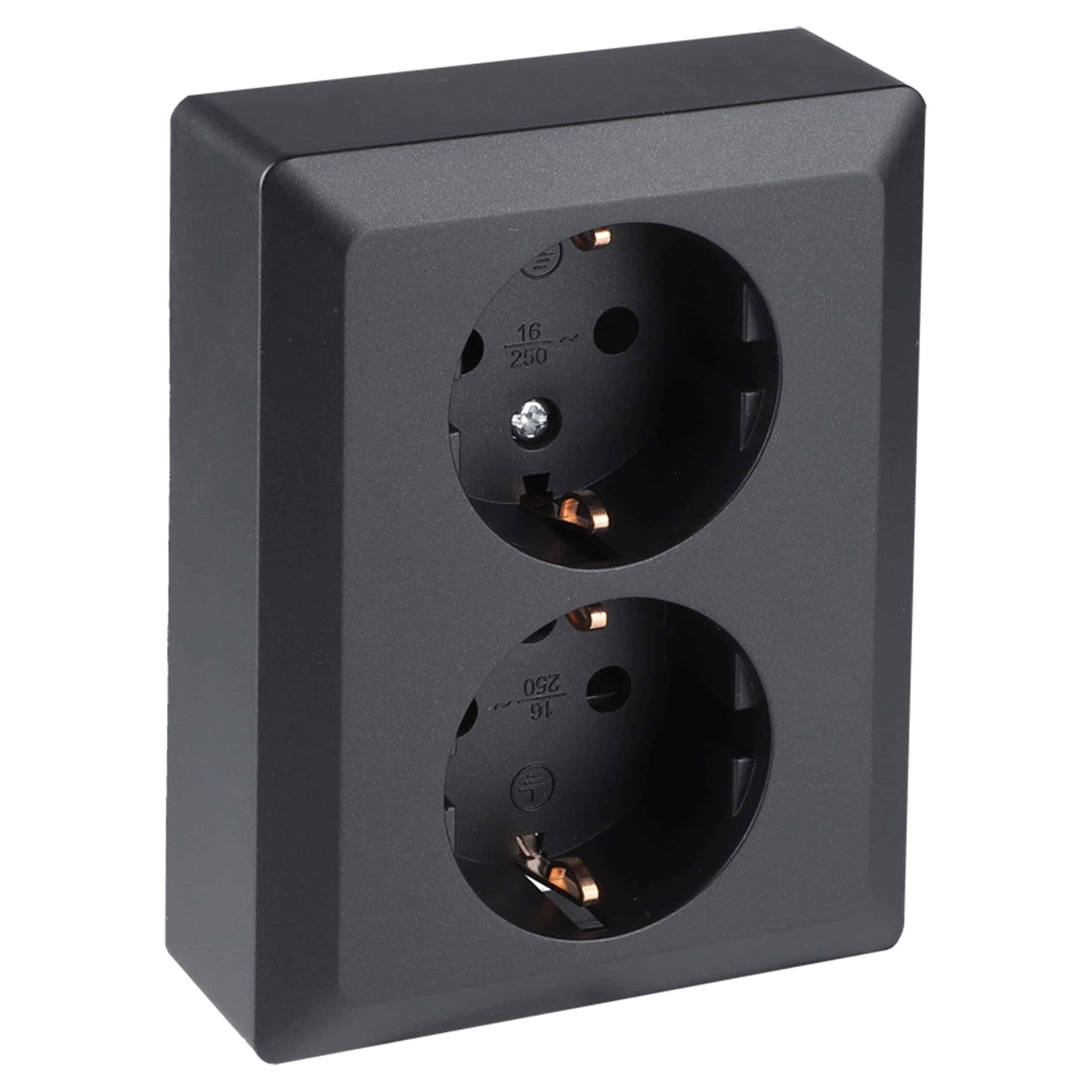 q-link contactdoos 2-voudig inbouw shutter randaarde zwart