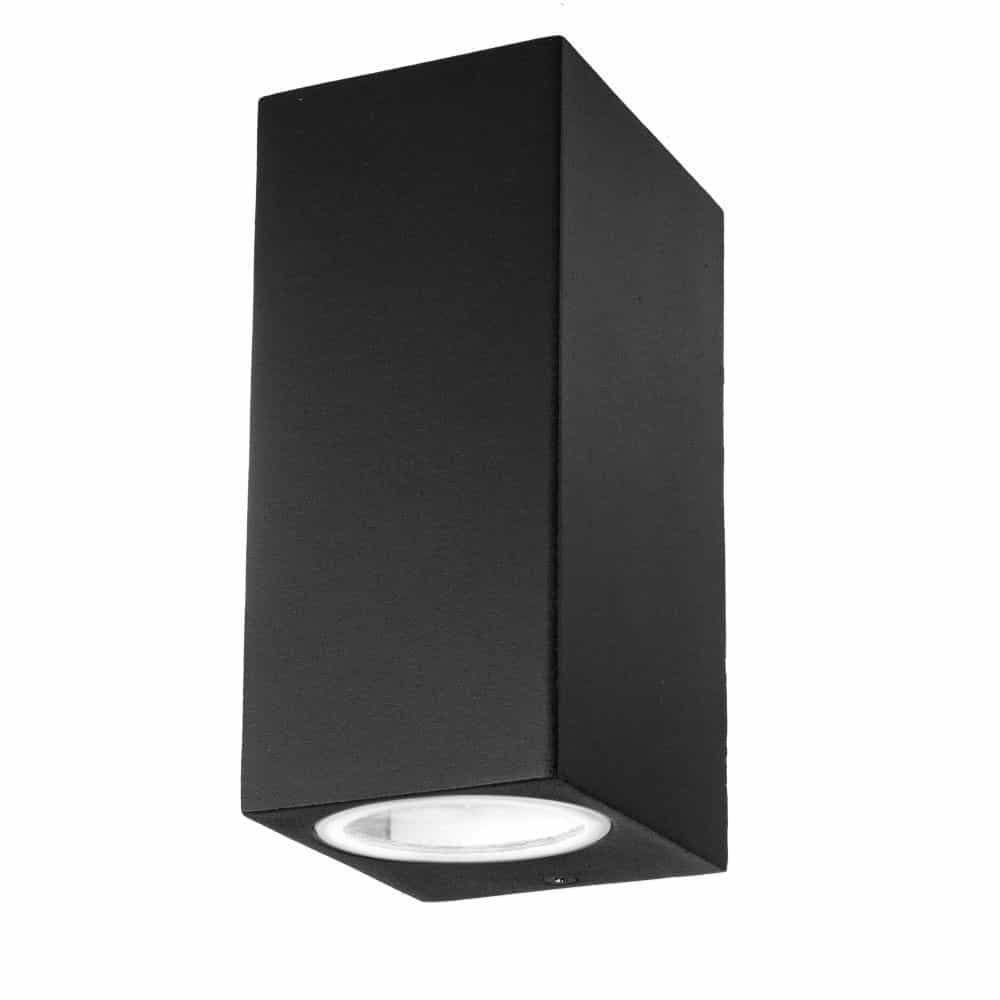 v-tac 7652 sleek gu10 wall fitt alu square-black 2 way ip44