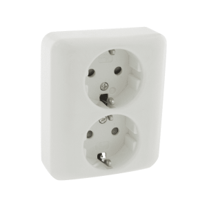 contactdoos inbouw - 2-voudig - randaarde - polarwit