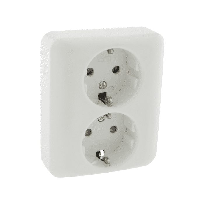 contactdoos inbouw - 2-voudig - randaarde - polarwit