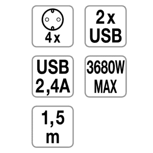 q-link 4-v powercube, randaarde - 2 x usb 3 x 1.5 mm 1.5 m - Afbeelding 4
