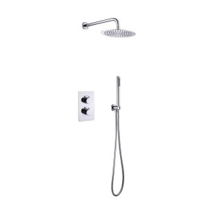 Aloni Complete Inbouw Regendoucheset 25cm Hoofddouche Met Thermostaatkraan En Wanduitloop Chroom