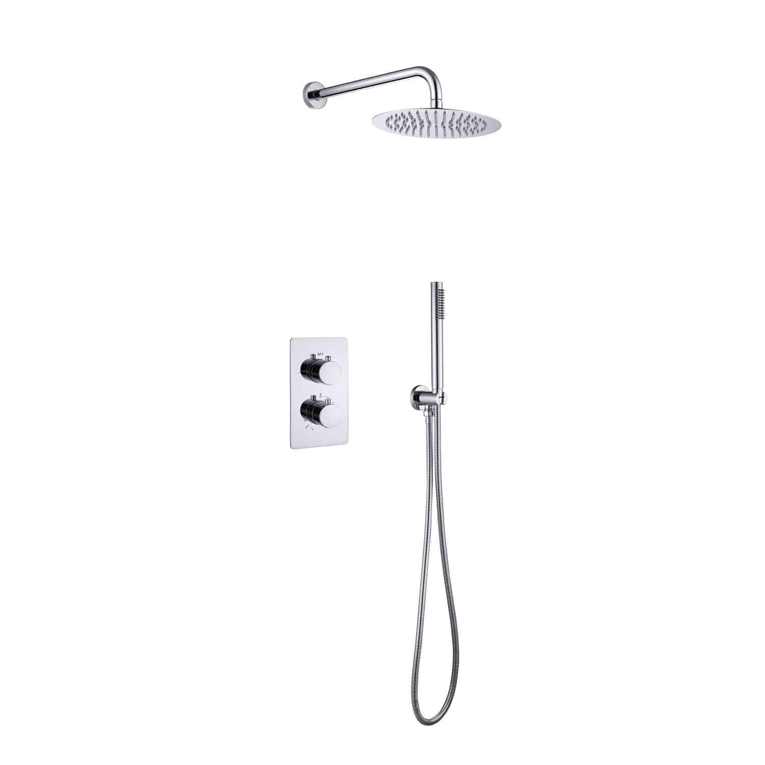 Aloni Complete Inbouw Regendoucheset 25cm Hoofddouche Met Thermostaatkraan En Wanduitloop Chroom