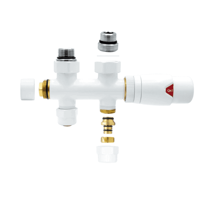 thermostatische radiatorkraan wit