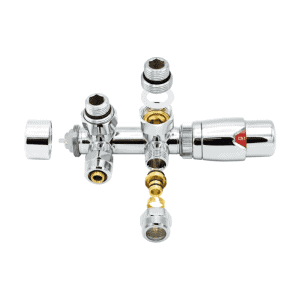 thermostatische radiatorkraan midden aansluiting chroom