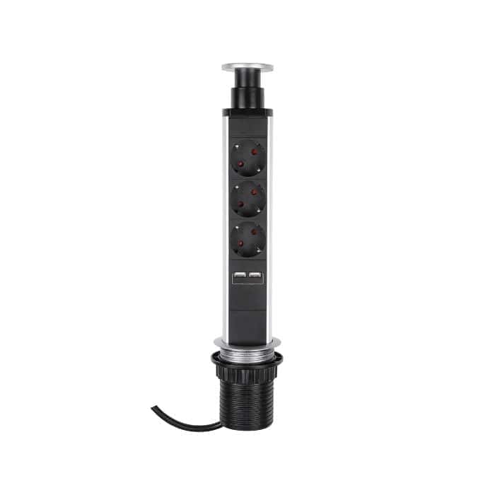 q-link stekkerdoos 3-voudig - randaarde - 2 x usb 3 x 1.5 mm