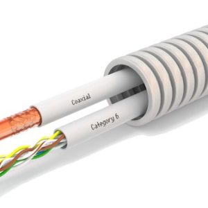 Flexibele Buis met CAT6 + Coax - Voorbedrade Flexbuis - 1x UTP CAT6 U/UTP + 1x Coax Kabel - 20mm - 100 Meter
