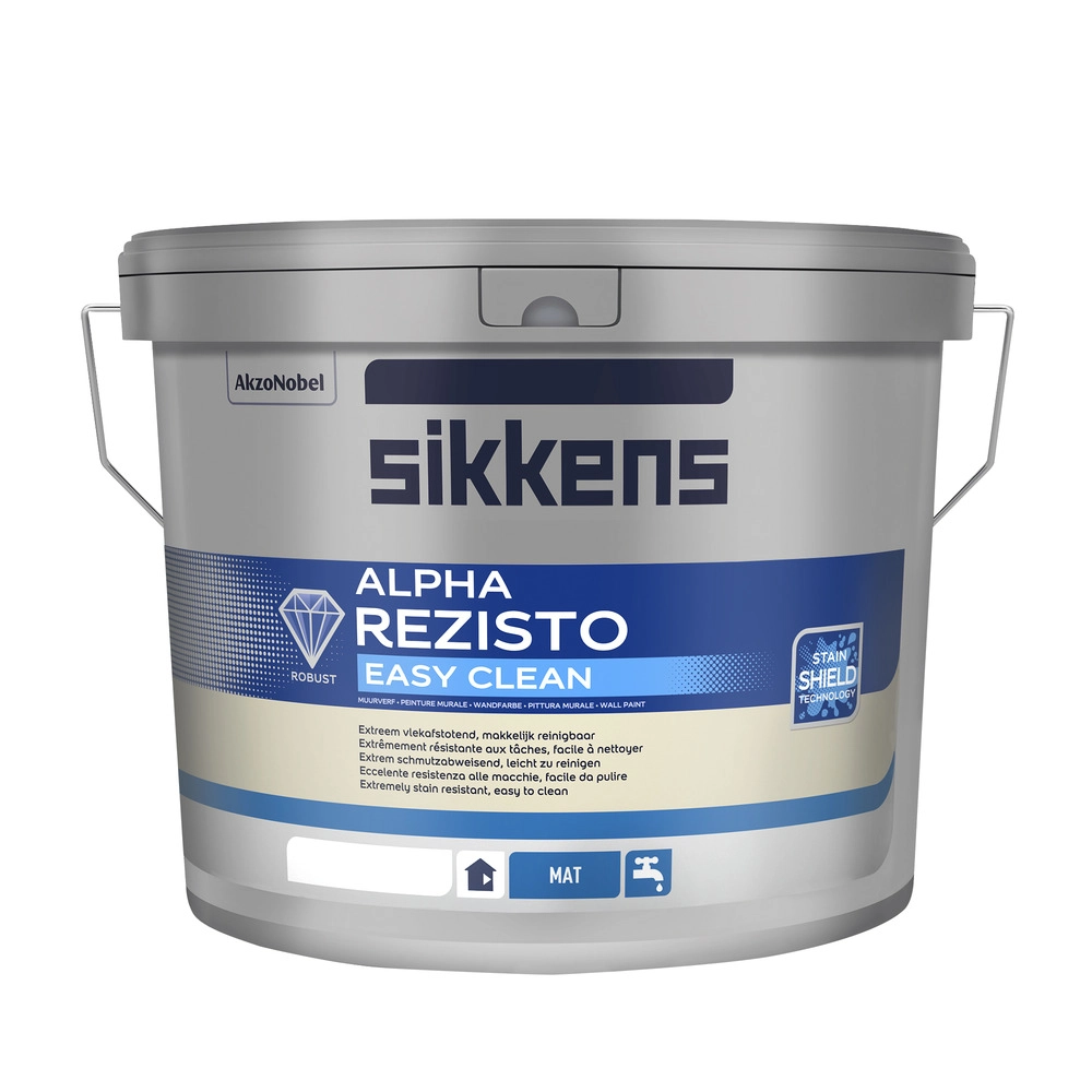 Sikkens Alpha Rezisto Easy Clean wit 10 liter muurverf- Schrobklasse 1 mat-dekkend