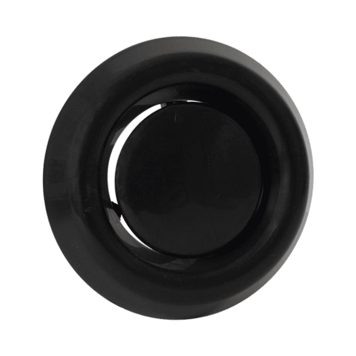 afzuigventiel met klemmen 100/125mm zwart