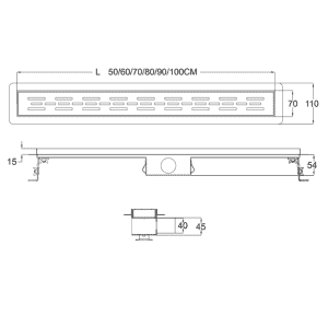 Aloni | RVS Douchegoot 90 cm Complete Set - Afbeelding 4