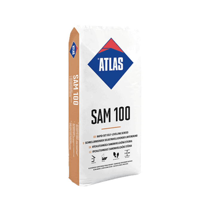 atlas sam 100 gipsgebonden (anhydriet) egaline 25 kg (5-30mm)